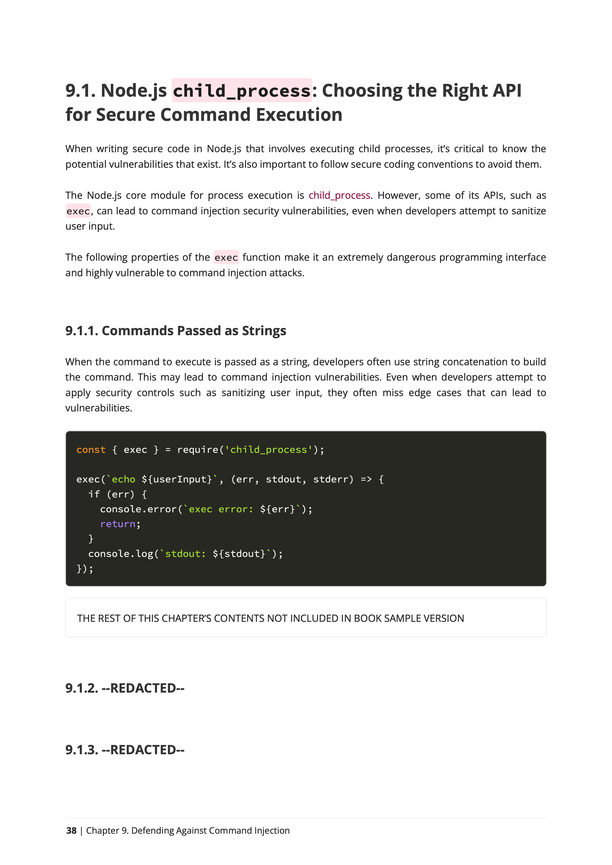 Command injection book choosing the right child_process Node.js API to avoid command injection vulnerabilities