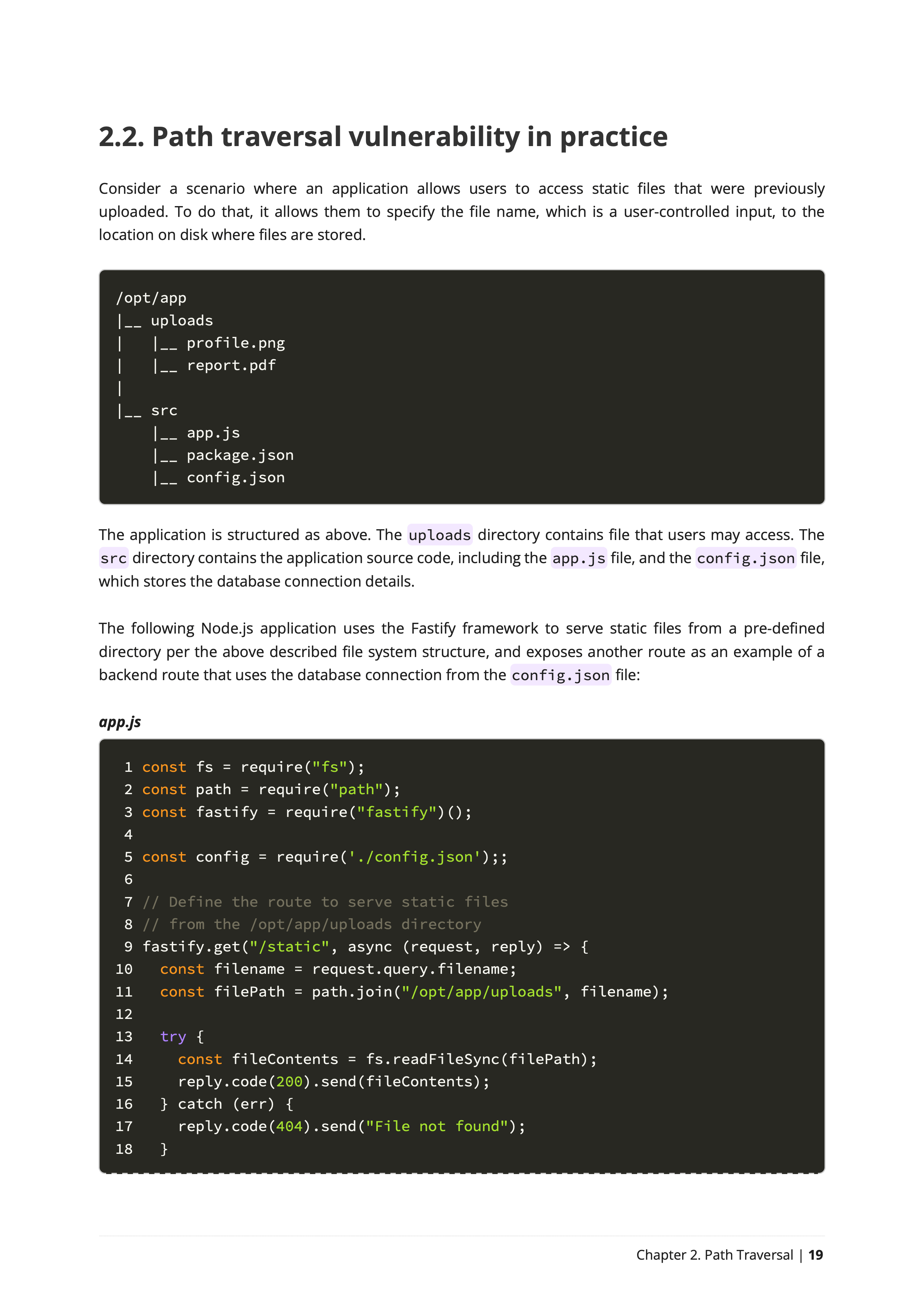 Path Traversal book vulnerability in practice code example