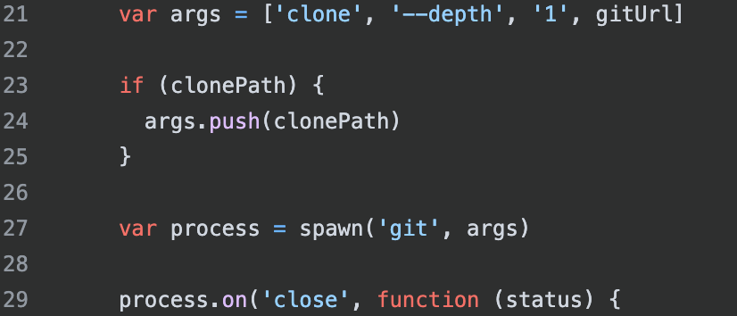 argument injection in git-shallow-clone npm package